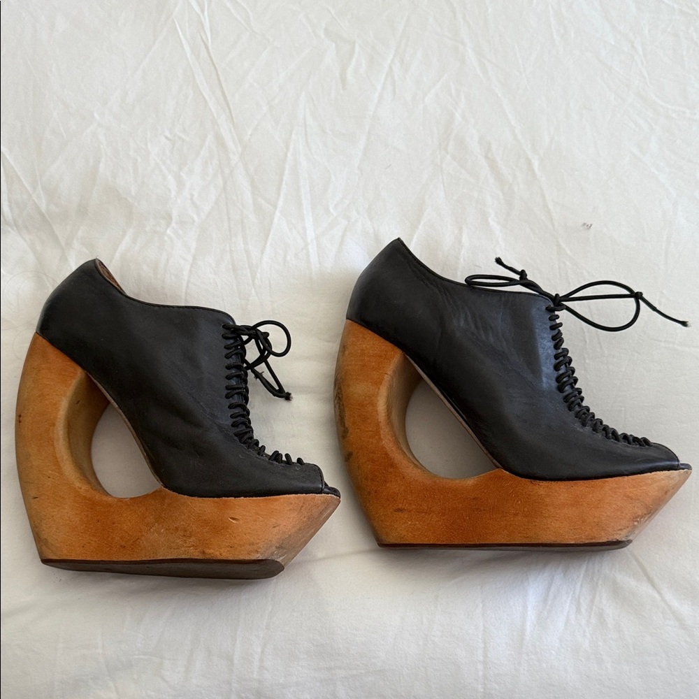 Jeffrey Campbell Black and Brown Platform Wedges